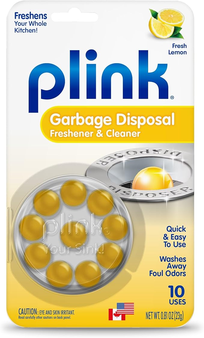 Plink Garbage Disposer Cleaner, Freshener & Odor Removing Balls, Washes Away Foul Odors, Easy to Use - Fresh Lemon Scent, 10 Uses
