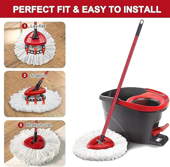 16 Pcs Spin Mop Replacement Heads, White Large 360° Easy Wring Spin Mop 100% Microfiber Refill, Easy Cleaning Spin Mop Heads, Deep Clean, Machine Washable for Easy House Cleaning Floor Mopping