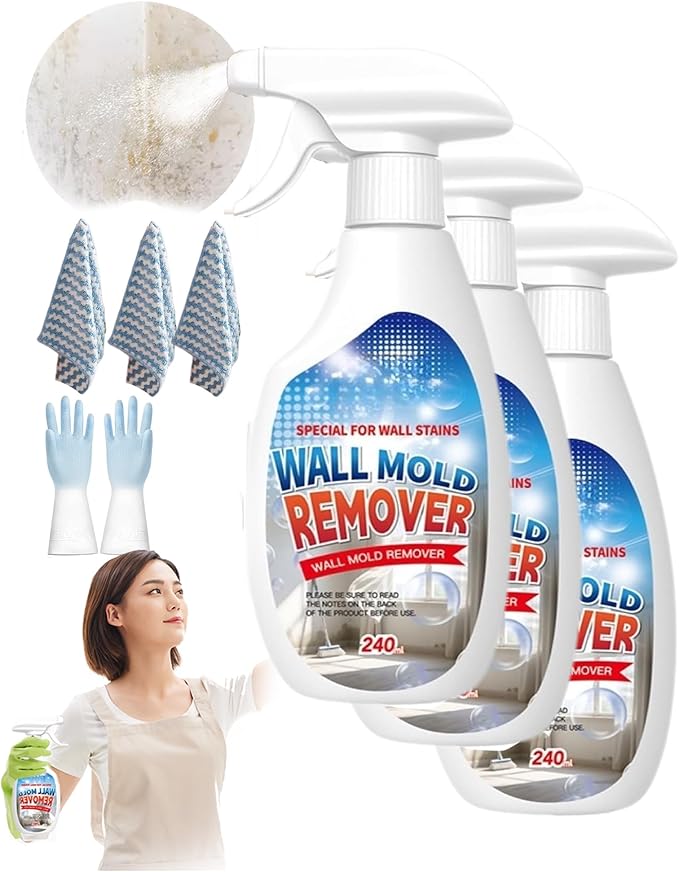 Highly Effective Removal Spray, 8.12 Fl.Oz Wall Cleaner Spray, Multi-surface Cleaner for Wood, Fabric, Tile, Bathrooms & Kitchens (3)