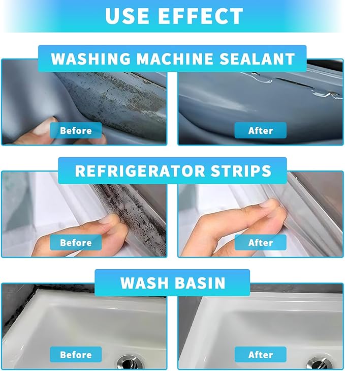 Household Mol-d Remover Gel - Stain Cleaning Gel Kit – 14 FL Oz / 10 in 1 Premium Cleaning – for Washing Machine Seals, Tile Grout, Bathroom, Kitchen, Sink – Includes Brushes, Cloth & Gloves