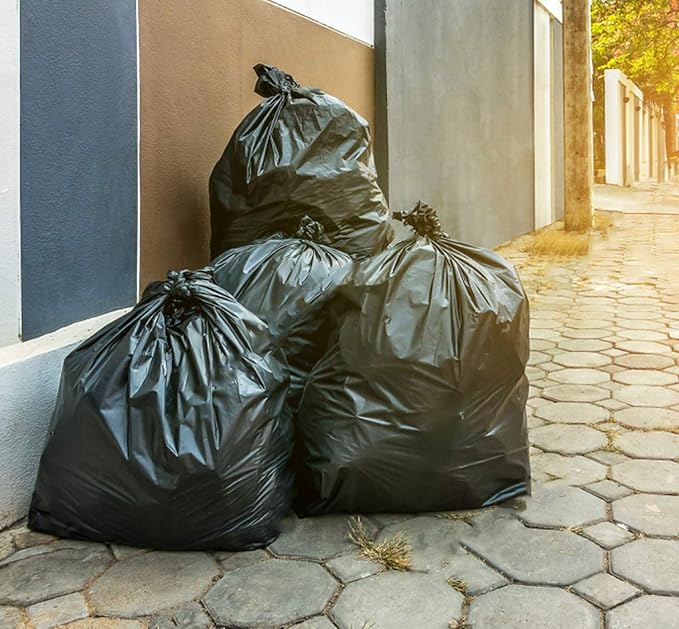 Veska Contractor Garbage Bags 55 Gallon 3 MIL Heavy Duty (MegaValue 50 Bags w/Ties) Contractor Trash Bags 50-60 Gallon 3 Mil Contractor Bag Heavy Duty 55 Gallon, Extra Large Industrial Contractor