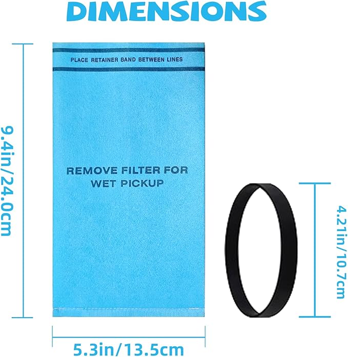 12 Pack 38737 Dust Filter Bags Replacement for Craftsman 2 to 2.5 Gallon Wet/Dry Vacuums and Powerhead Bucket Vac, with 3 Retaining Bands Blue, Part# 9-38737/CMXZVBE38737, WORKSHOP, WS01025F2, VF2000