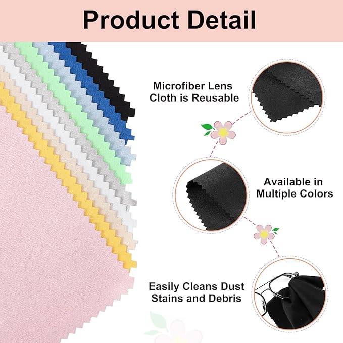 uxcell 6 Pcs Microfiber Cleaning Cloth for Glasses, 8 x 8 Inch Eyeglass Cleaning Cloth, Glasses Cleaner Wipes for Electronics Lenses Screens Cameras Cell Phones, Black