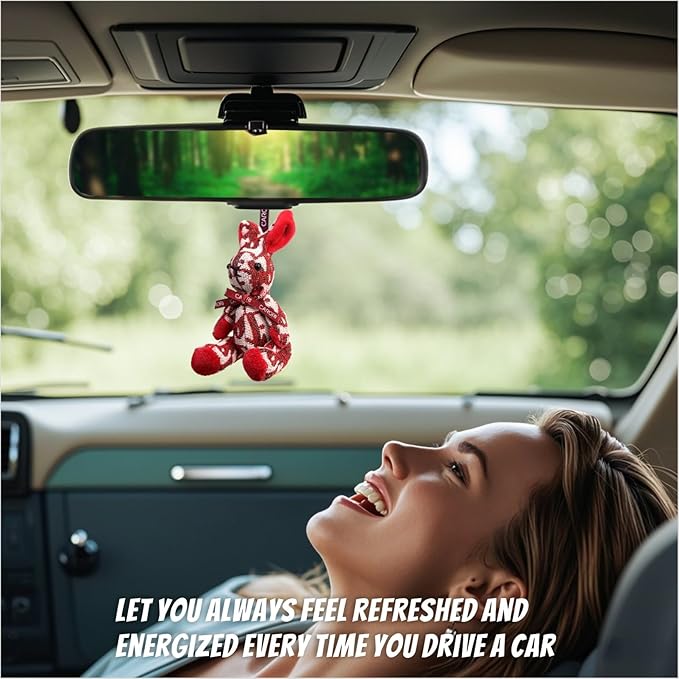 2 Pack Car Air Freshener, Essential Oil Diffuser, Car Air Freshener Long Lasting Strong Deodorizer, Car Fresheners for Women, (10ml Essential Oil, Ribbon, Vent Clip, Lanyard, Rabbit)