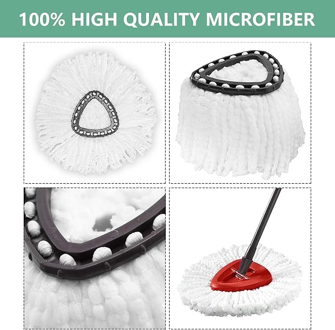 [ 5 Pack ]Mop Heads Replacements, Spin Mop Replacement Head Deep Cleaning Machine Washable and Easy-to-Replace,