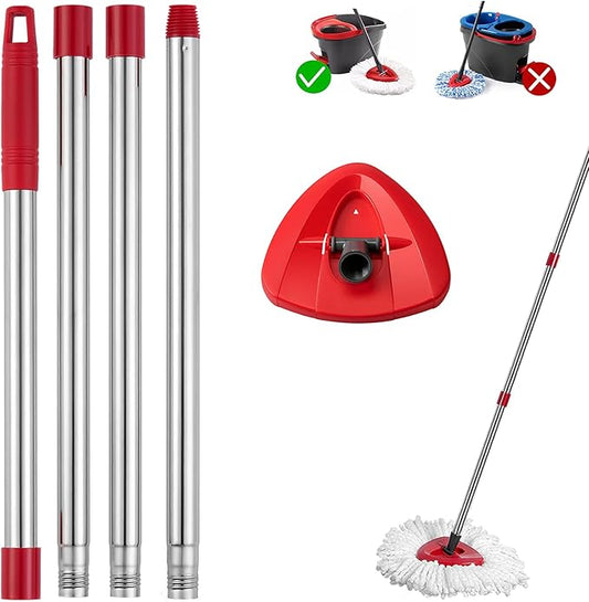 Spin Mop Replacement Base & Handle Compatible with Ocedar EasyWring System, Mop Heads Replacements Base & Handle Compatible with O Cedar Replace Head Refill