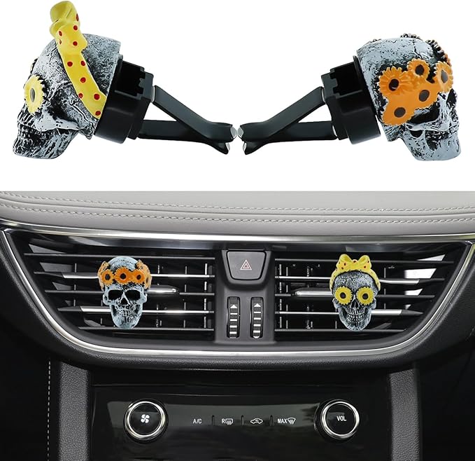 Skull Car Air Vent Air Freshener Sunflower Daisy Decorative Dashboard Cute Cool Funny Car Truck Interior Accessories 2 pcs