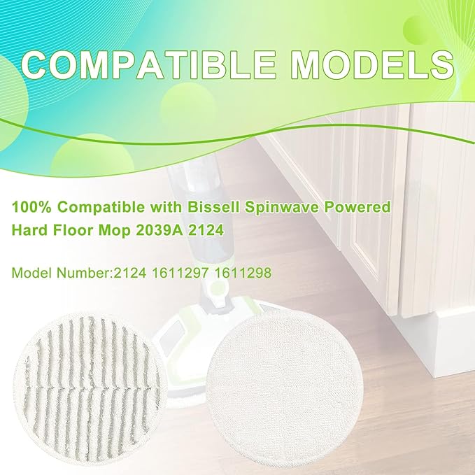 2124 Replacement Pads for Bissell Spinwave Spin Mop, 2 Scrubby Pads and 4 Soft Pads Compatible with Bisell Spinwave 2039 2039A 2039Q 2039T 2039W 20391 20395 20399 2307 23157 2315A Mop Pad Kit LUXRILIX