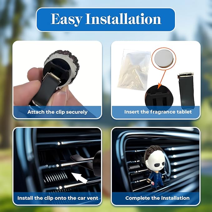 GENANY 3D Resin Horror Movie Killer Character Car Air Freshener Vent Clips, Spooky Car Freshener, Horror Air Freshener, Gothic Gifts for Women and Men, Cool Spring Gifts For Horror Fans