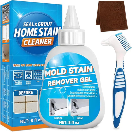 Tiepetly Moldstain Remover Gel, Heavy Duty Washing Machine Cleaner, Multifunctional Stain Remover, Deep Cleaning for Washing Machine Gasket, Bathroom, Grout, Tile, Shower, Sink, Caulk (8 Fl Oz)