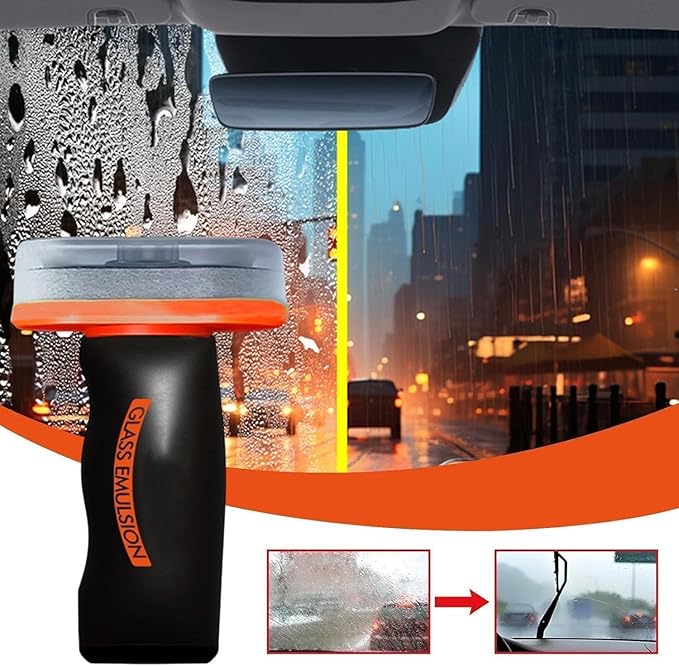 2026 Handheld Glass Oil-Film Remover, New Upgrade Glass Emulsion Cleaner, Anti-Rain Fog GlassFilm Cleaning Brush For Car, Universal Car Windshield OilFilm Remover, Improve Clarity (2PCS)