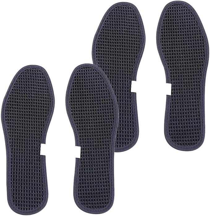Bamboo Charcoal Shoe Insoles Mesh Insoles Sweat Absorbent Anti Odor Shoe Inserts Pads for Men Women Sports Running Black 2 Pairs Size 44