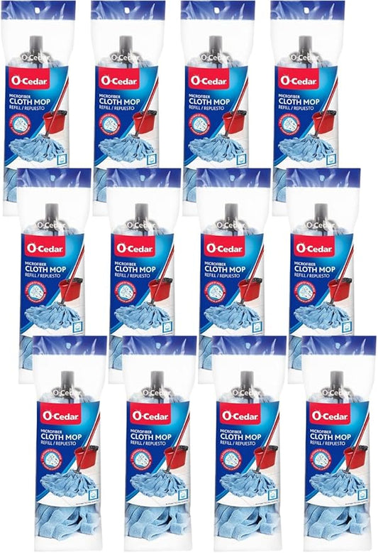 O-Cedar Microfiber Cleaning Cloth Mop Refill, Reusable & Machine Washable (Pack of 12)