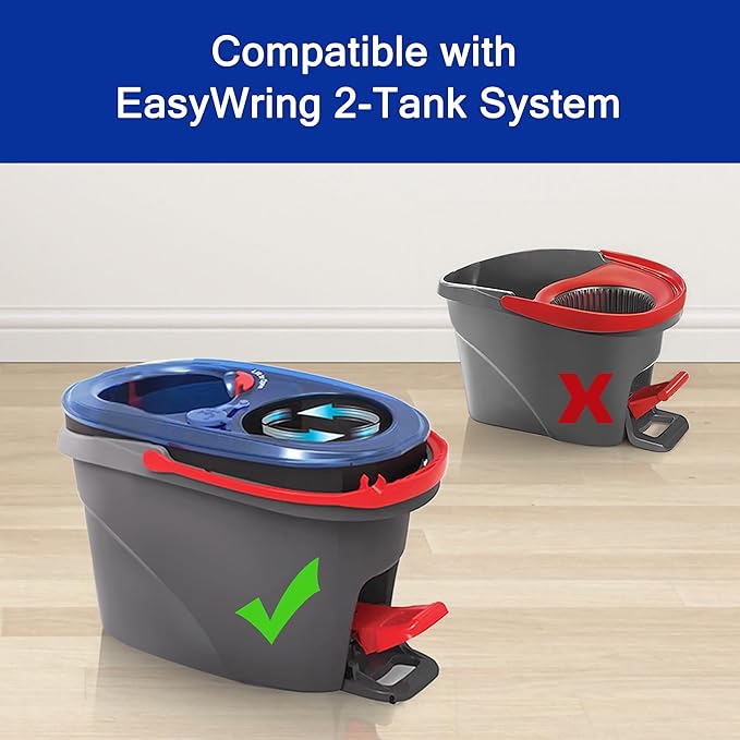 JEHONN Spin Mop Replacement Heads, Base, Handle for O-Cedar EasyWring 1 Tank System, Includes 2 Microfiber Refills, 1 Triangle Cover and 58 inches Long Pole for Cleaning Bathroom Kitchen Tile Floor