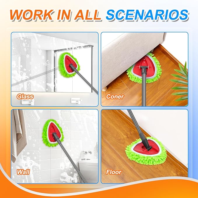 4 Pack Mop Pads Compatible with O-Cedar Easy Wring 1-Tank Spin Mop System, Replacement for Hardwood Floor Cleaning, Green