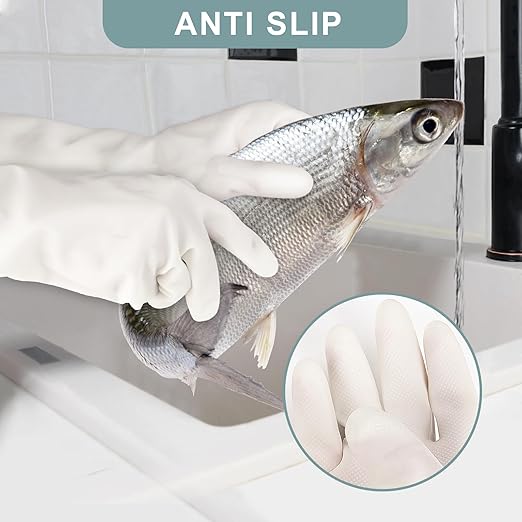 2 Pairs, 15 Inches, Nitrile Cleaning Gloves, Kitchen Dishwashing Gloves, Reusable, Durable, Water-Resistant, And Hypoallergenic (Medium)