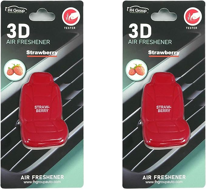 FH Group Air Freshener Vent Clips, Mini Car Seat Covers Design, (Strawberry Scent)-2PK