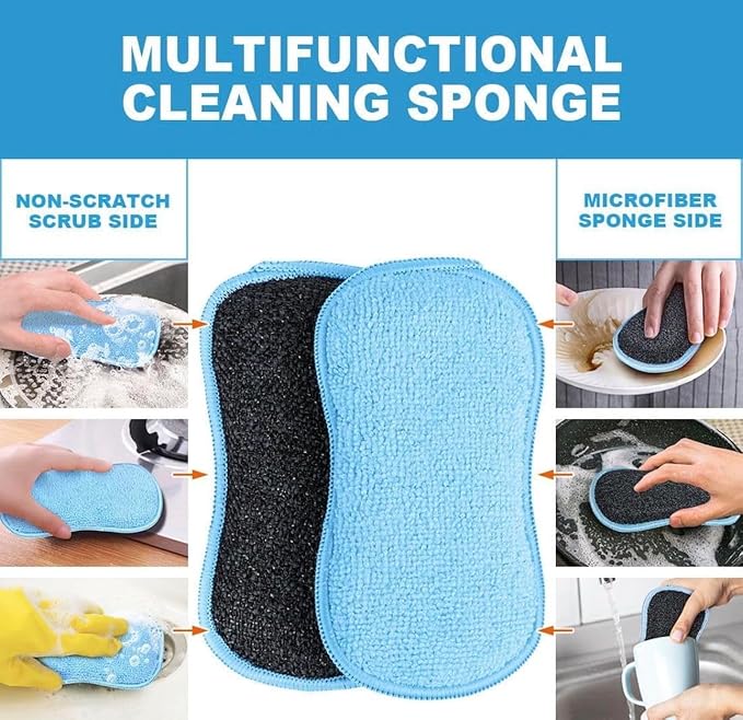 Bar-Keepers-Friend More Spray and Foam Cleaner 25.4oz (2Pack) + 2 Non-Scratch Scrub Sponges | Hard Water Stain Remover | Kitchen & Bathroom Cleaning Kit | By R&C Store