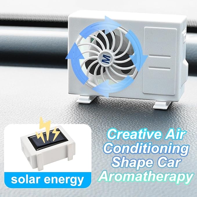 Car Air Freshener Vent Clip - Creative Air Conditioner Shape Solar Powered Aromatherapy Diffuser for Car Interior, Cars Smell Eliminator with 2 Refills, Funny Gift for Men & Women (White, 2 PCS)