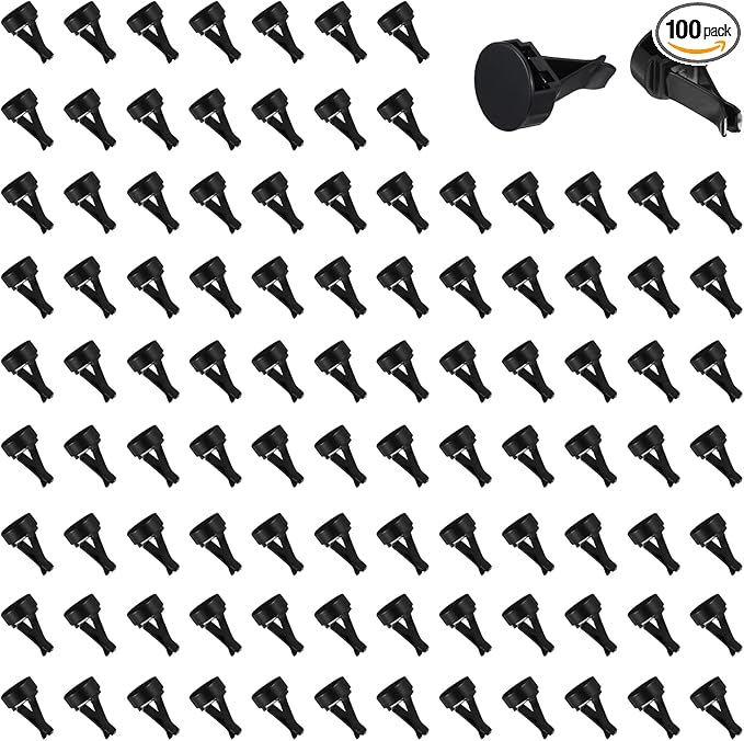 100 Pcs Metal Car Vent Clips with Round Plastic Slot Head, Air Vent Clips Car Accessories Replacement, Car Air Fresheners Perfume Vent Clips for Most Car, Office, Home (Black, 40x24mm)