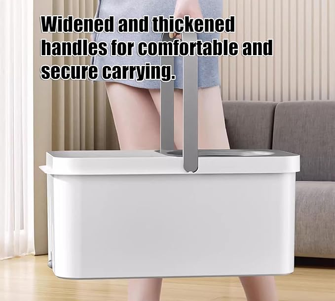 Spin Mop and Cleaning Bucket Set, Adjustable Handle Mop, Self-Twisting Mop Bucket, Cleaning Bucket with Mop Set for All Floors