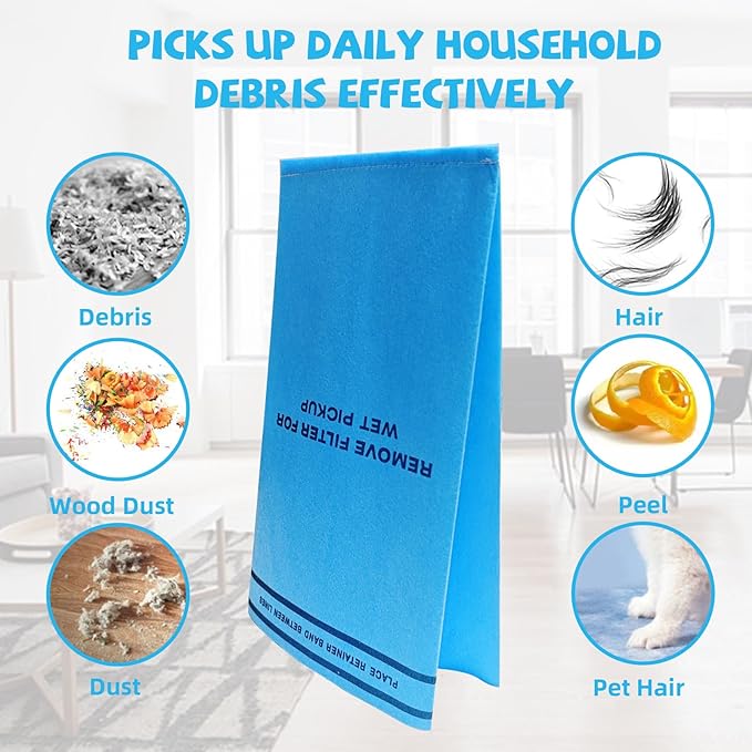 12 Pack 38737 Dust Filter Bags Replacement for Craftsman 2 to 2.5 Gallon Wet/Dry Vacuums and Powerhead Bucket Vac, with 3 Retaining Bands Blue, Part# 9-38737/CMXZVBE38737, WORKSHOP, WS01025F2, VF2000