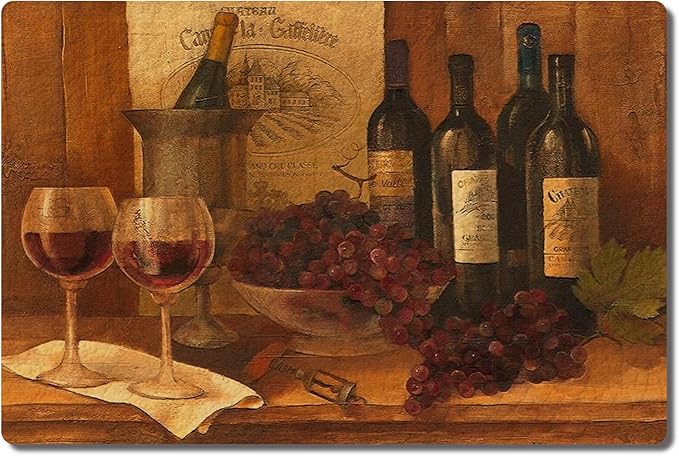 Wine Theme Kitchen Mats for Floor Modern Kitchen Mats Waterproof Floor Rugs Cushioned Non-Skid Rug for Laundry, Office, 3x5ft/36x60in