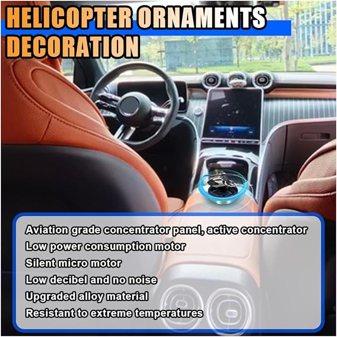 Helicopter Car Air Fresheners - Solar Rotating, Creative Perfume Decoration, Airplane Fragrance Diffuser for Home, Office (Gold)
