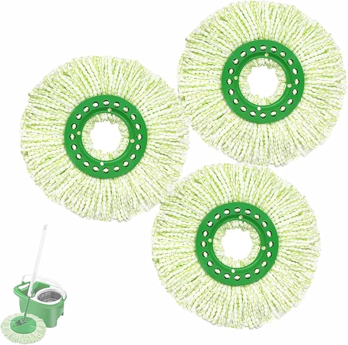 3PCS Mop Head Replacement for Libman Tornado Spin Mop, Machine Washable Microfiber Mop Refill Head Replace, Green