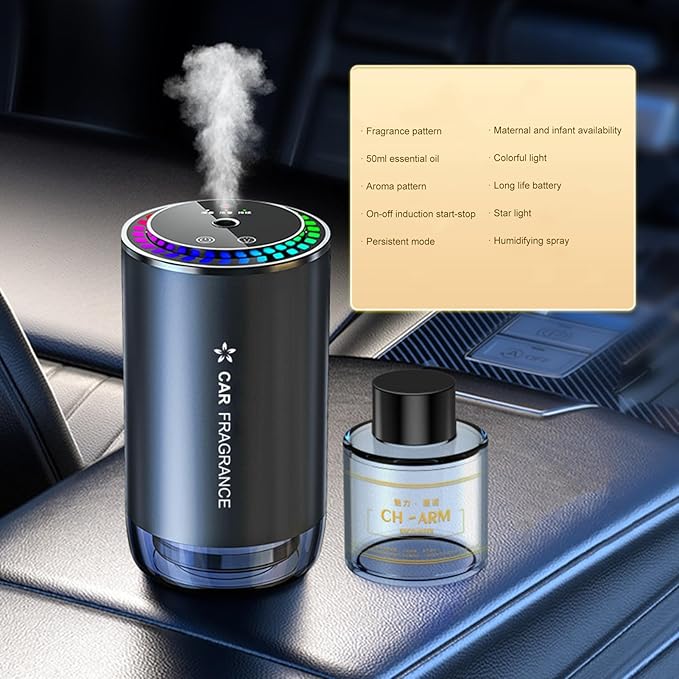 Mist Ultrasonic Humidifier Car Fragrance Diffuser Sure Here's A Product Title for Listing Air Freshener with Colorful Light Rechargeable Auto Chance