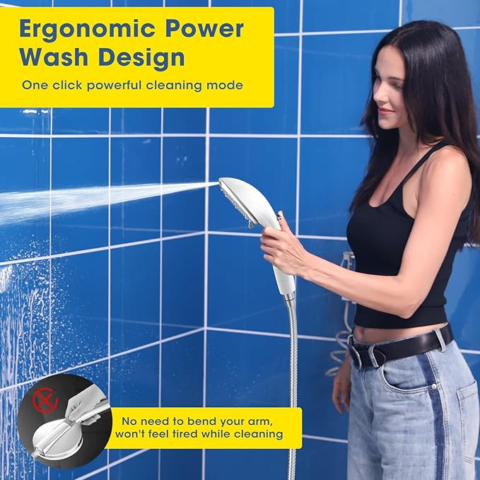 FASDUNT Filtered Shower Head with Handheld, High Pressure 8-Mode Handheld Showerhead with Filters for Hard Water -Remove Chlorine, Built-in Power Wash, Extra Long 80" Hose & Adjustable Bracket