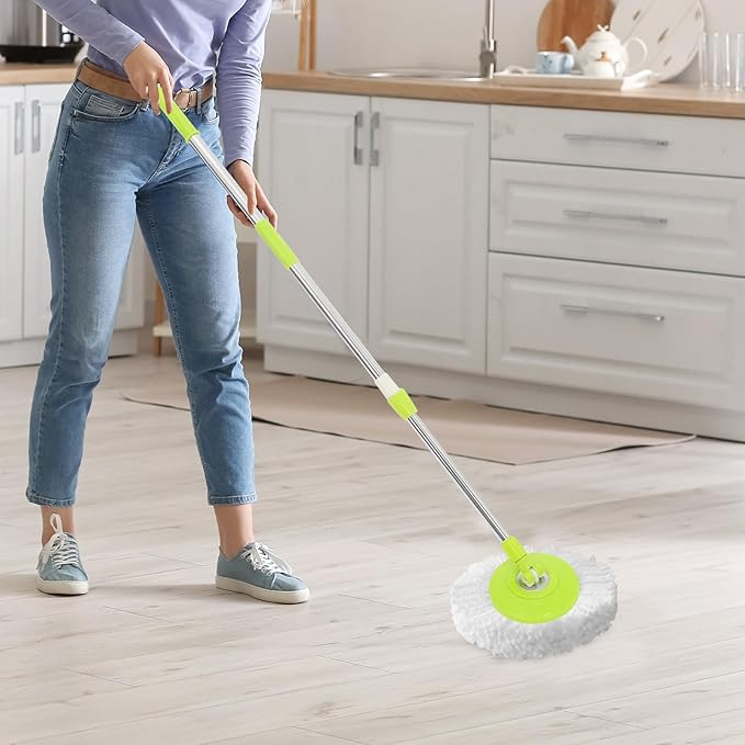 Rotating Stainless Steel Mop Handle Replacement Compatible with Spin Mop Detachable Extendable Pole for Hardwood Tile and Vinyl Floor Cleaning Heavy Duty Accessory