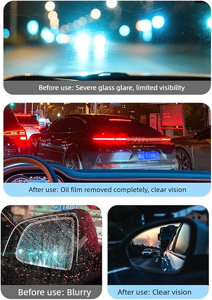 Q4 Glass Guard Cleaner, Car Handle Oil Film Cleaning Brush, Automotive Oil Film Cleaning Brush for Car Window, Auto Glass Emulsion Cleaner, Improve Windshield Clarity