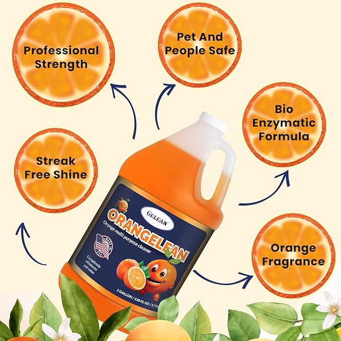 Multi Purpose Cleaner and Carpet Cleaner Pet eliminator Concentrate MAKES 64 GALLON - pH Neutral - ORANGELEAN Extra Strong Odor Floor Cleaner - USA Made - Best Orange Stain Remover for Dog Pee 128 oz