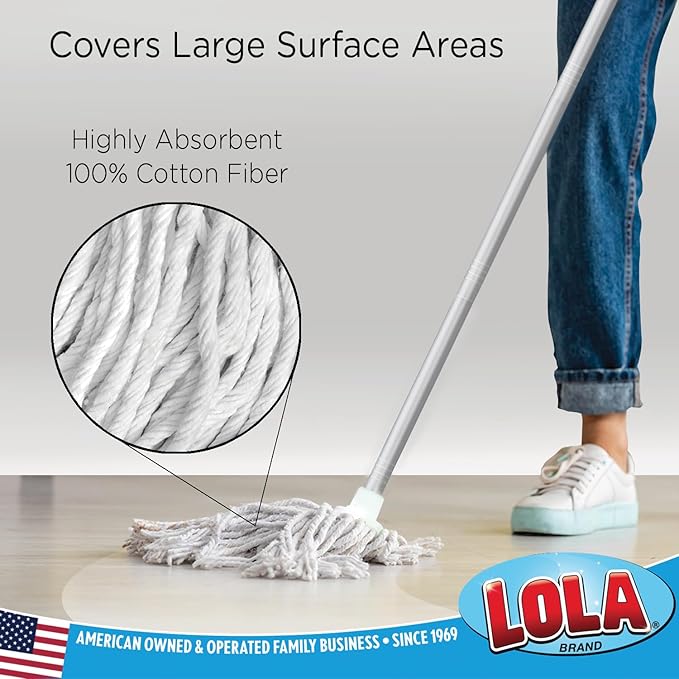LOLA Refill for Cotton Floor Wet String Mop, Absorbs up to 3X its Weight in Water, Heavy Duty, Durable & Super Absorbent for Floor Cleaning