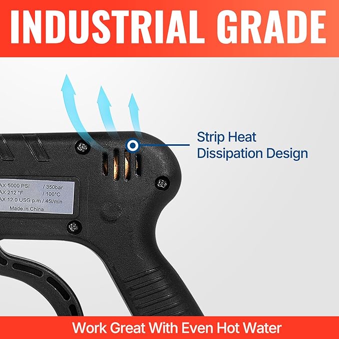 YAMATIC Short Pressure Washer Gun with Swivel, 5000 PSI Power Washer Wand Stubby Trigger Handle with 3/8" Plug & M22-14mm Male Inlet, 1/4" Quick Connect Outlet for Foam Cannon Car Wash