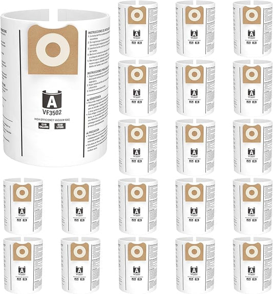 20 Pack 23743 VF3502 Vacuum Bags Compatible with Ridgid 12 to 16 Gallon Wet Dry Vacuums, High Efficiency Replacement Filter Bags for Model WD1950 WD1956 WD1850 WD1851 RV2400HF WD1450 WD1680 WD1270