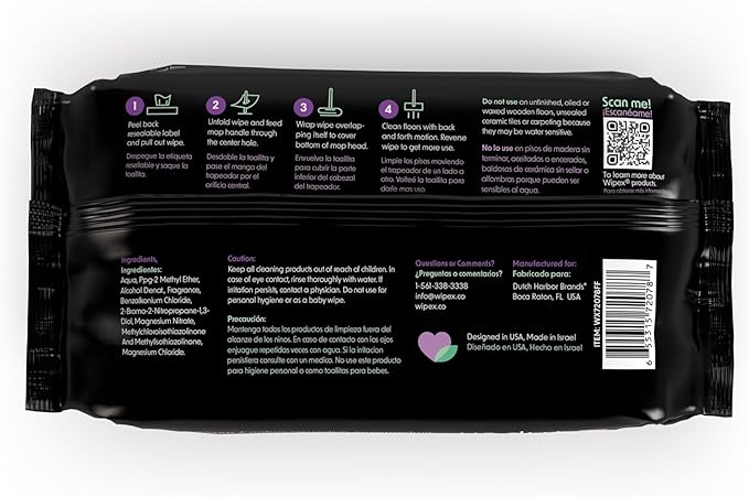 Wipex Plant Based XL Wet Floor Wipes for Squeegee Stick, Cuban Mop & Fabuloso Mop Heads - Lavender Scent, Huge Disposable Wipes (24" x 14") 12 Count (Pack of 3)