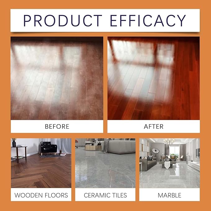 5 in 1 Floor Cleaner Polish - Hardwood Floor Cleaner for Mopping, Stain & Odor Remover, Natural Shine Restorer for Tile, Laminate, Kitchen, Bathroom Floors (2Pcs)