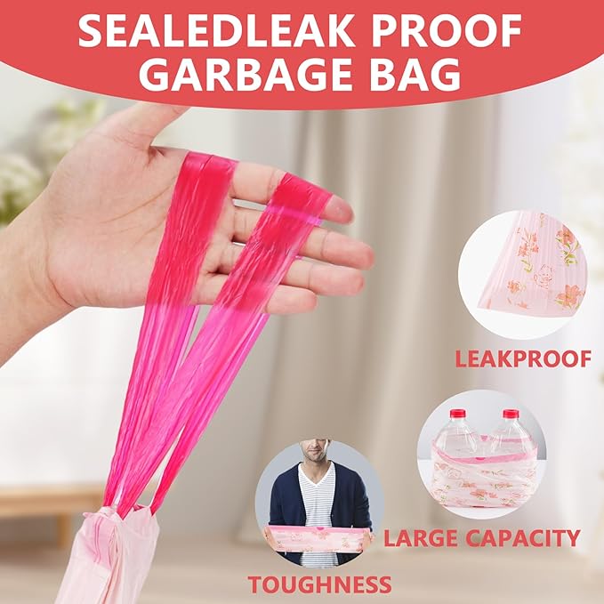 13 Gallon Trash Bags with Lily Printed & Drawstring, Tear-Resistant Tall Kitchen Garbage Bags, Extra Thick Large Trash Can Liners for Home/Office, 50 Count