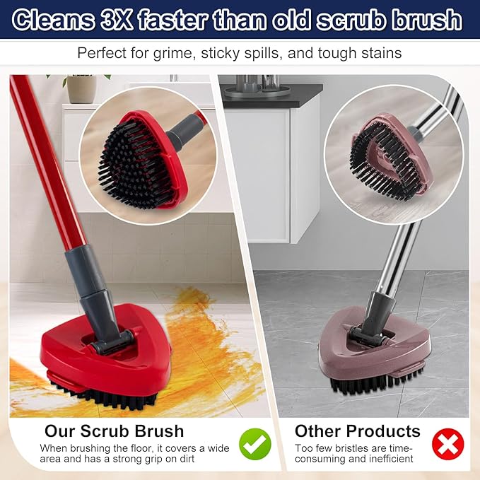 Scrubber Mop Head for Ocedar, Upgrade Scrub Brush for Ocedar, Spin Mop Scrub Brush Head for O Cedar RinseClean 2-Tank, More Bristles Scrub Brush Attachment for Bathroom