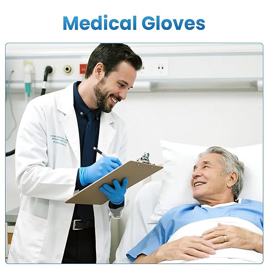Borje Nitrile Exam Gloves XL, 100 Count Disposable Gloves, Blue, Latex-Free Powder-Free, Food Safe, Cooking, Cleaning