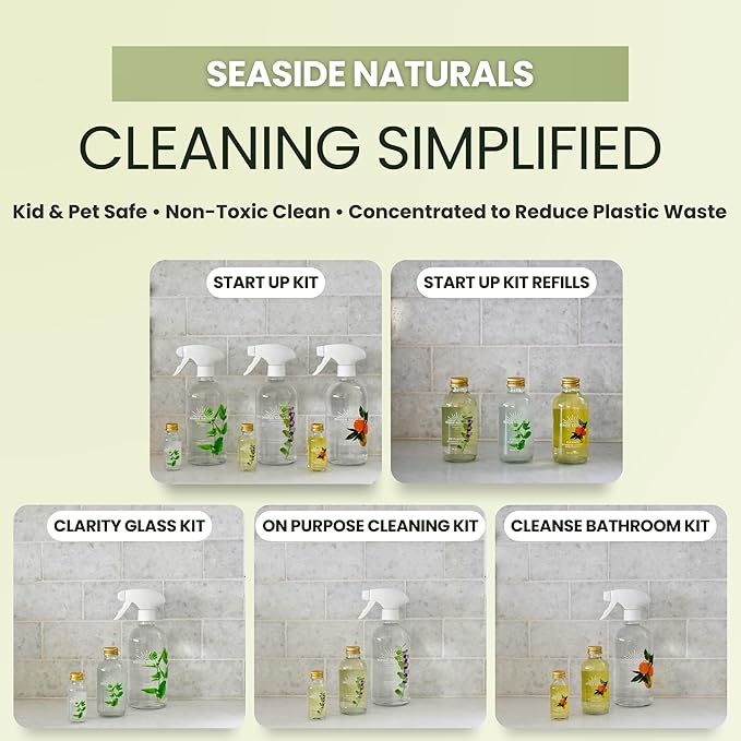 Clarity Glass Cleaner Refill (4 oz) – Makes 4 Bottles – Non-Toxic, Streak-Free Concentrate with Peppermint Essential Oil – Plant-Based Formula Safe for Kids & Pets