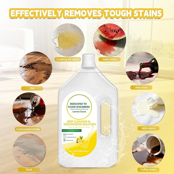 82 FL OZ/2.42 L Lemon Scent Floor Cleaning Solution Compatible with Tineco iFLOOR 2/3/5 & FLOOR ONE S3/S5/S6/S7 PRO, Floor Cleaner for All Cordless Wet/Dry Vacuum & Robot Vacuums Mop