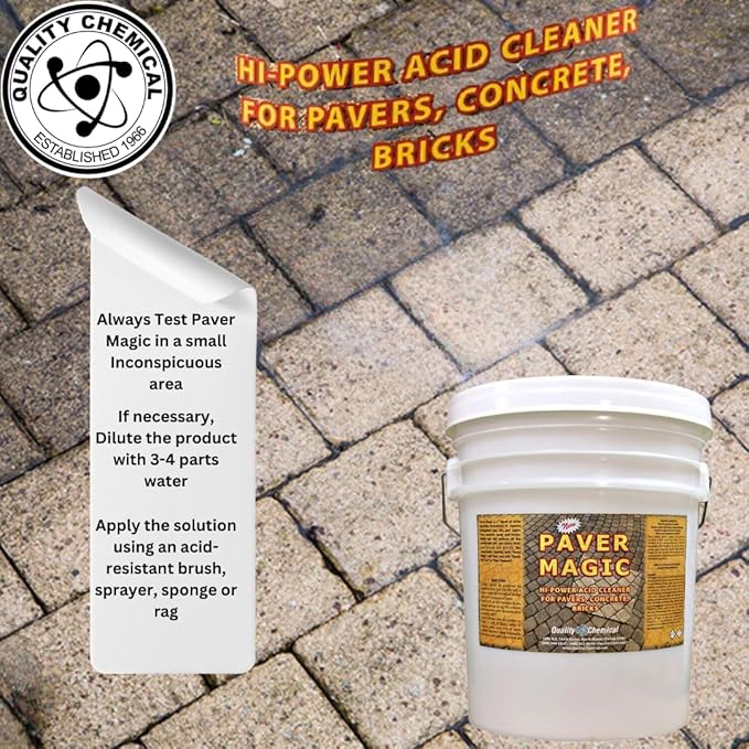 Quality Chemical Paver Magic - High Power Concrete, Brick and Paver Cleaner - Outdoor Stain Remover - 640 oz (Pack of 1)