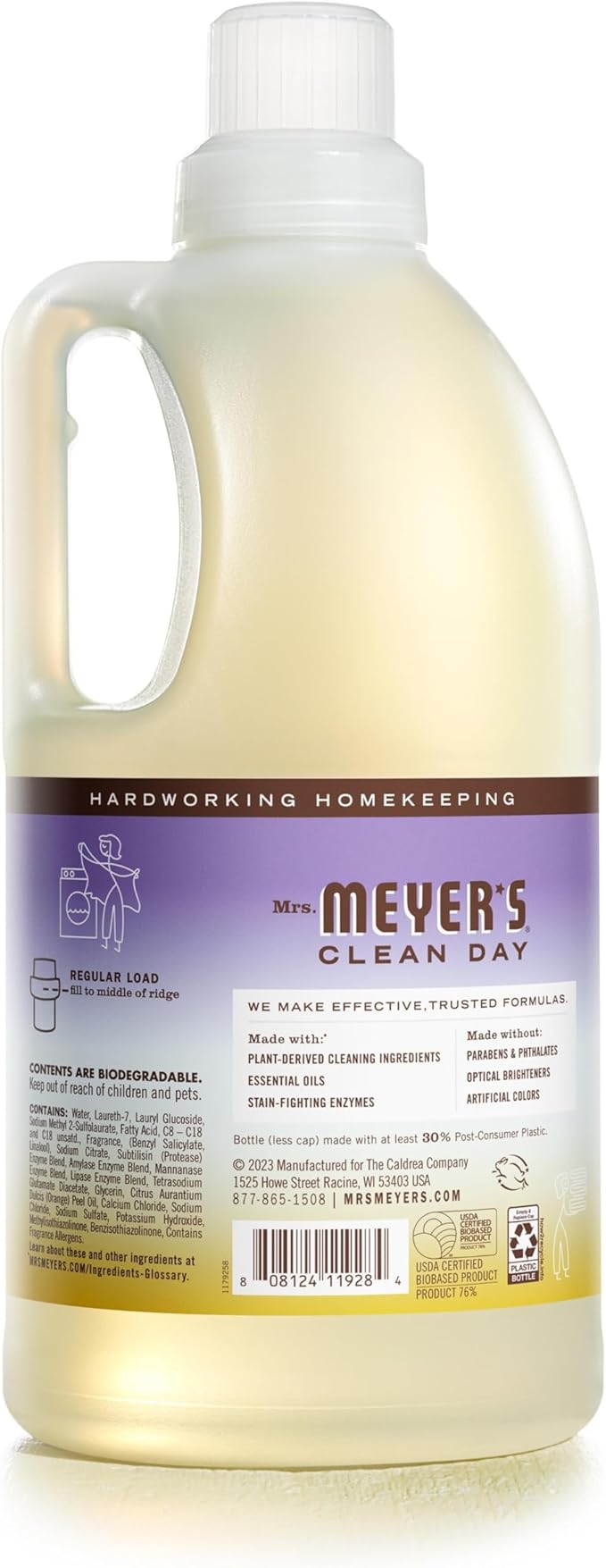 MRS. MEYER'S CLEAN DAY Liquid Laundry Detergent, Infused with Essential Oils, Compassion Flower, 64 oz (64 Loads) (Pack of 4)