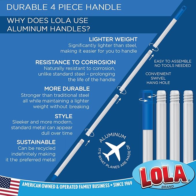 LOLA Deck Scrub Brush Outdoor Broom, Durable Bristles Remove Dirt, Grime, Grout, Leaves, Snow on Patios, Decks, Wet or Dry, 1 Pack