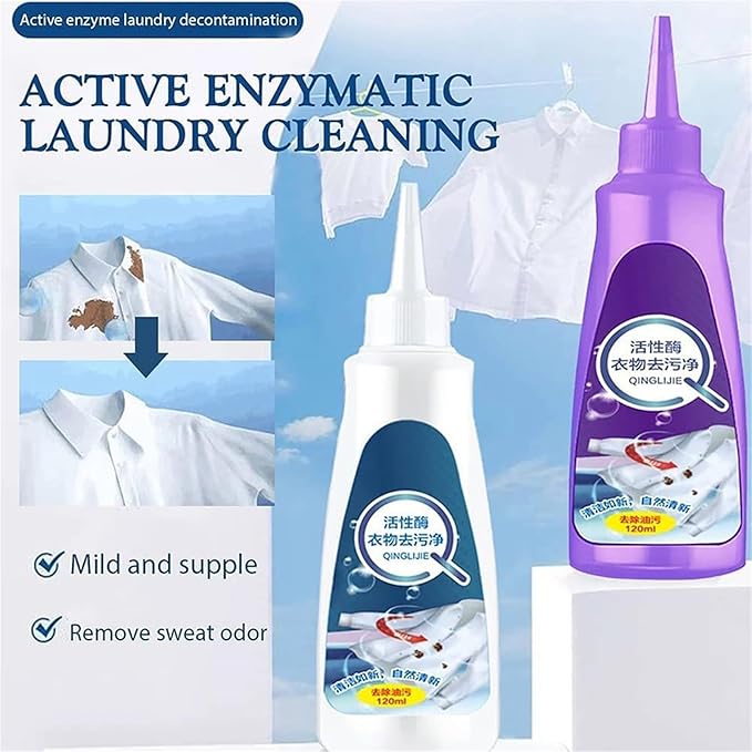 Stain Remover, Active Enzyme Laundry Stain Remover, Laundry Stain Remover Spray, White Shirt Garment Stubborn Stain Cleaner Oil Remover, For Clothes Laundry (2COLORS)