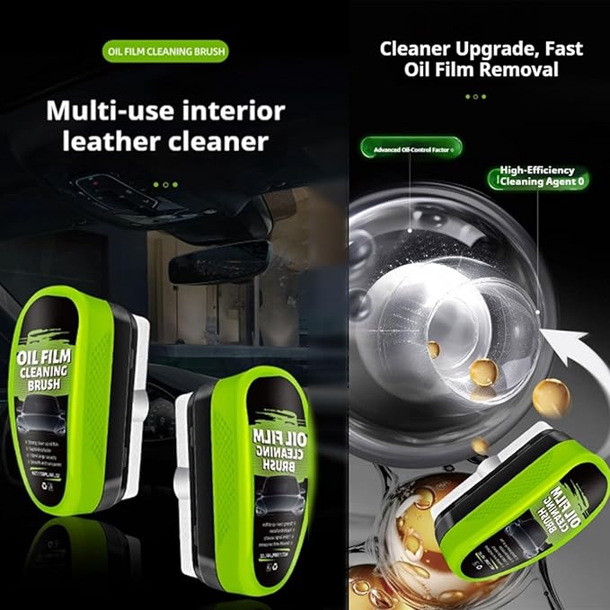 2026 Upgrade Clear Vision Windshield Cleaner, Clearvision Car Windshield Cleaner, Automotive Oil Film Cleaning Brush for car windows Prevents Rain and Fog (2, Green)