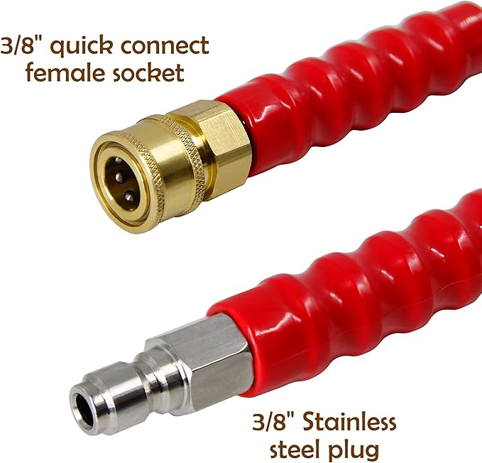 Twinkle Star 50FT Pressure Washer Hose with 3/8 Inch Quick Connect, High Tensile Wire Braided Power Washer Hose, 5,800 PSI